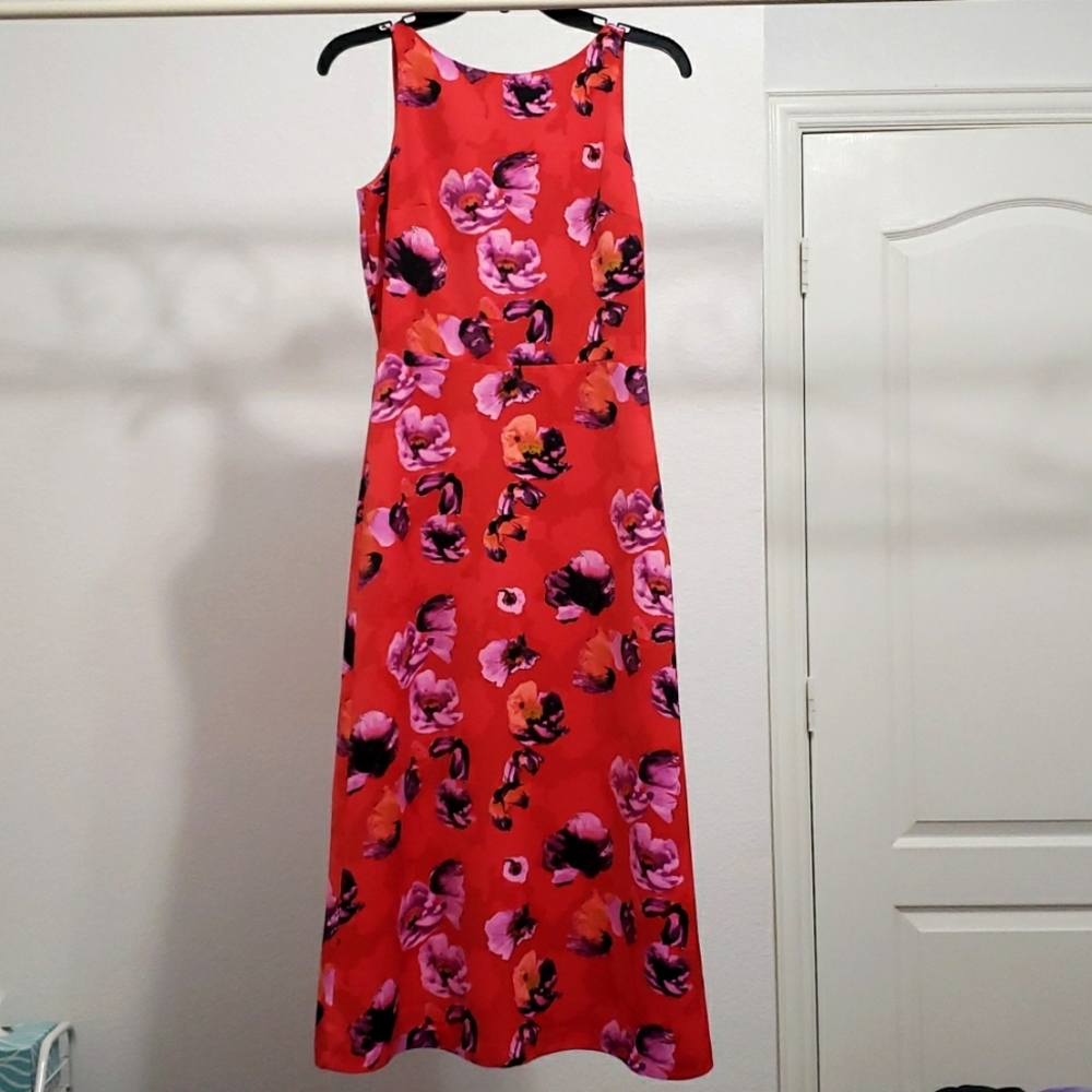 Banana Republic red floral midi dress - size 0 - NWT